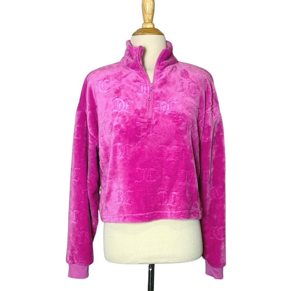 JUICY COUTURE Sleepwear Medium Cozy Cropped‎ Long Sleeve Quarter Zip Top